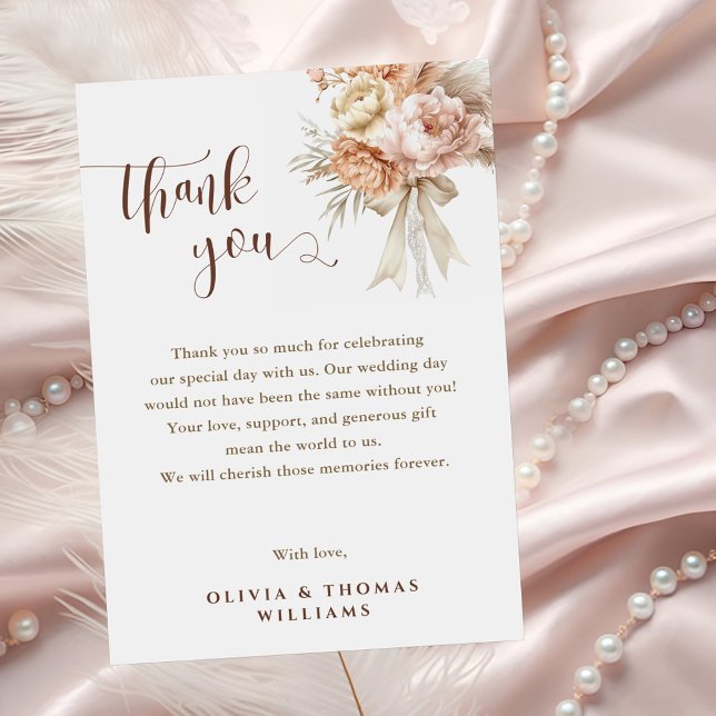 Cartão De Agradecimento Chic Boho Casamento Creamy Pastel Floral (Criador carregado)