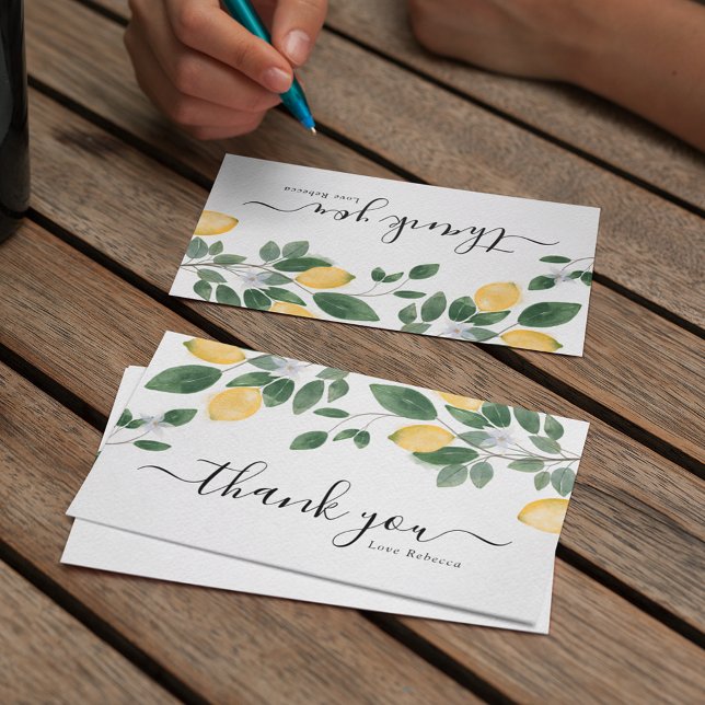 Cartão De Agradecimento Chic Boho Limão e Vegetação Aquarela  (Criador carregado)