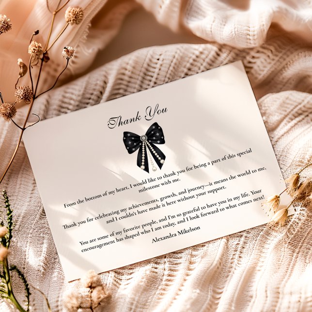 Cartão De Agradecimento Chic Coquette Graduation Celebration (Criador carregado)