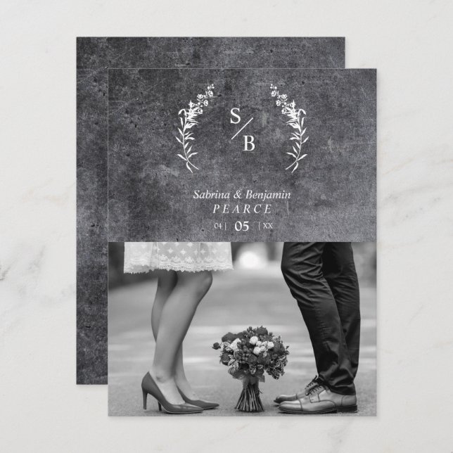 Cartão De Agradecimento Chic Dirty Alternative Photo Chalkboard Wedding (Frente/Verso)