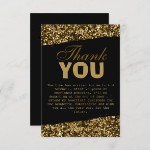 Cartão De Agradecimento Chic Dourado Glitter Sparkles Retirement Party 202