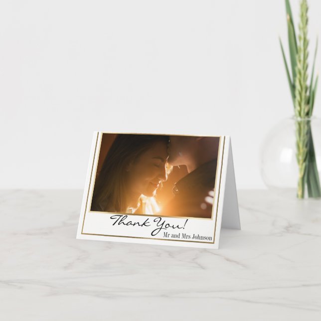 Cartão De Agradecimento Chic Elegant Dourado Border Foto Muito Obrigado (Frente)