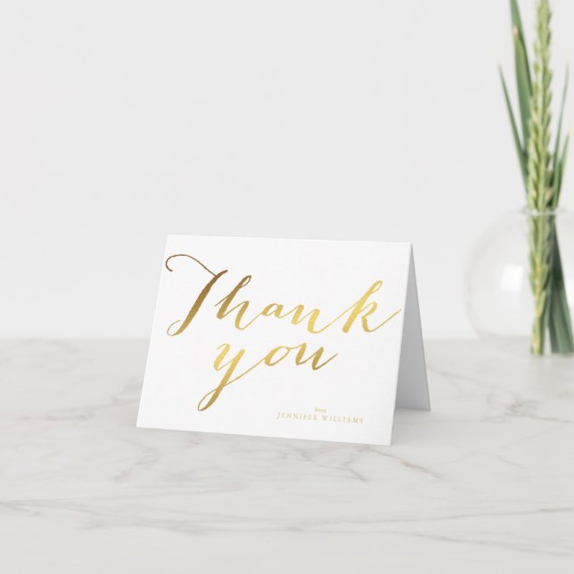 Cartão De Agradecimento Chic Faux Gold Foil Thank You Notes (Frente)