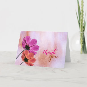 Cartão De Agradecimento Chic Floral Aquarela Feminino Obrigado Casamento