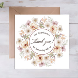 Cartão De Agradecimento Chic Floral Watercolor Baby em Flor Bridal Shower