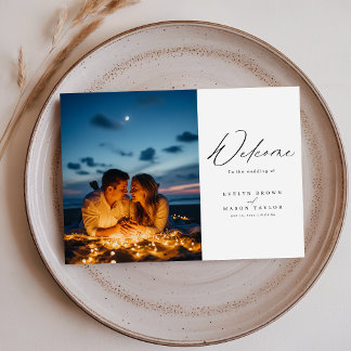 Cartão De Agradecimento Chic Grafia Script Foto Casamento