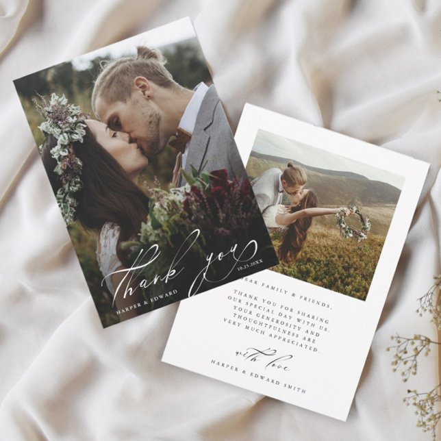 Cartão De Agradecimento Chic Hand - Letra 2 Foto Casamento (Criador carregado)