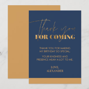Cartão De Agradecimento Chic Manuscrito Azul Marinho e Dourado