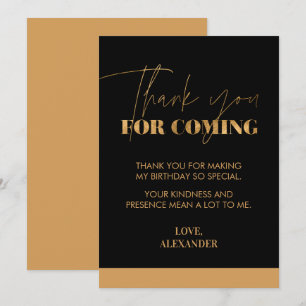 Cartão De Agradecimento Chic Manuscrito Preto Dourado
