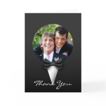 Chic Modern Elegant Gay Tuxedo Photo Thank You