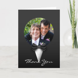 Cartão De Agradecimento Chic Modern Elegant Gay Tuxedo Photo Thank You