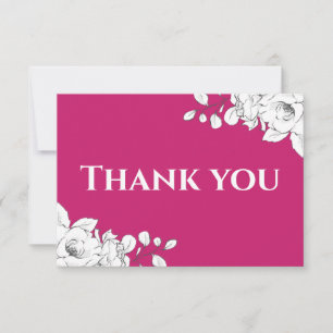 Cartão De Agradecimento Chic Modern Magenta White Floral