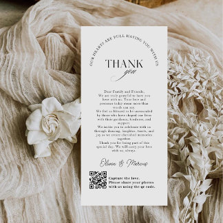 Cartão De Agradecimento Chic Monogram Wedding Thank You Card QR Code