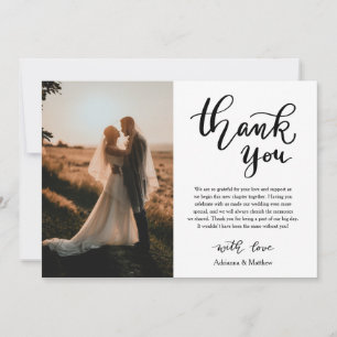 Cartão De Agradecimento Chic Obrigado Escrevendo Foto De Casamento