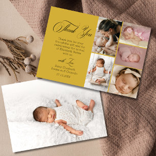 Cartão De Agradecimento Chic Ouro Seis Foto Baby Shower Obrigado