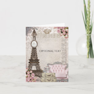 Cartão De Agradecimento Chic Paris Torre Eiffel & Rosas Elegante Obrigado