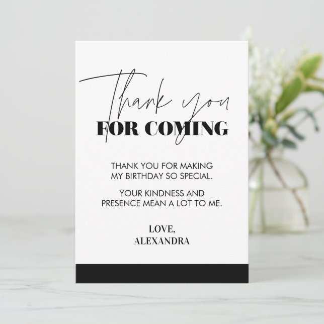 Cartão De Agradecimento Chic preto-e-branco Elegante (Em pé/Frente)