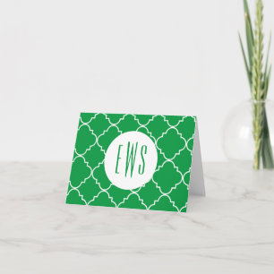 Cartão De Agradecimento Chic Quatrefoil Monogram Folded Note Cards