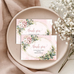 Cartão de Agradecimento Chic Rosa Dourado Flora Ve