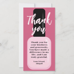 Cartão De Agradecimento Chic Trendy Modern Pink Nail Polonês