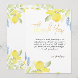 Cartão De Agradecimento Chic Watercolor Lemons
