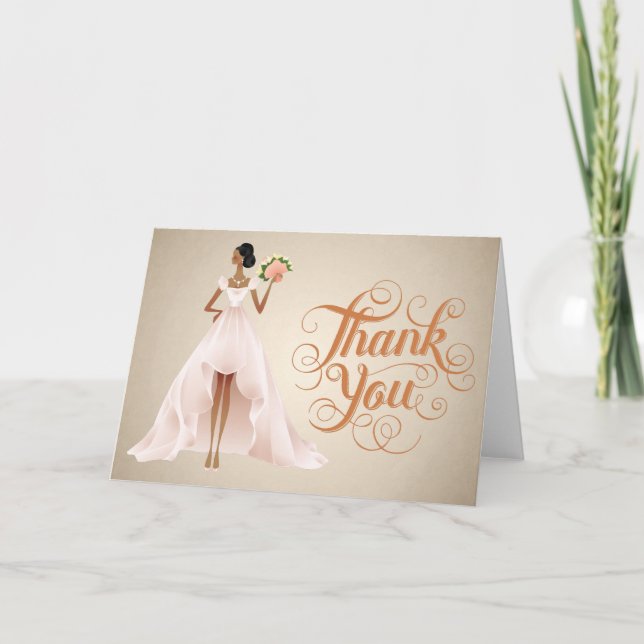 Cartão De Agradecimento Chic Wedding Thank You Card with African American (Frente)
