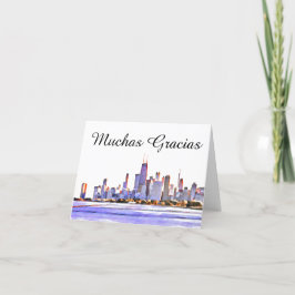 Cartão De Agradecimento Chicago Skyline Muchas Gracias