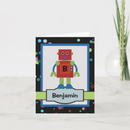 Cartão De Agradecimento Child's Red Robot Personalized Note Card