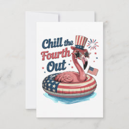 Cartão De Agradecimento Chill The Fourth Out Funny 4th of July Flamingo
