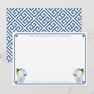 Cartão De Agradecimento Chinoiserie Chic Azul Verde Personalizado Greek Ke