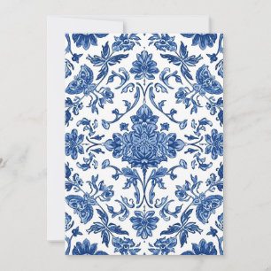 Cartão De Agradecimento Chinoiserie Floral Azul Aquarela Branca