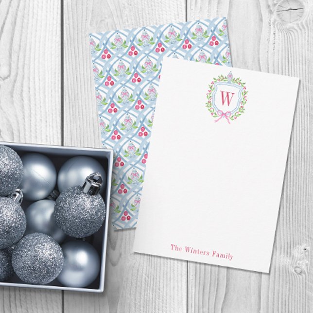 Cartão De Agradecimento Chinoiserie Ginger Jar Monograma Crest (Criador carregado)