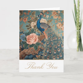 Cartão de Agradecimento Chinoiserie Pavão