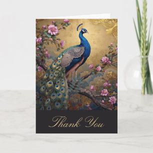 Cartão de Agradecimento Chinoiserie Pavão