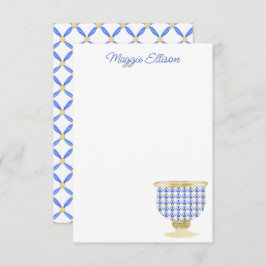 Cartão De Agradecimento Chinoiserie Watercolor Vase Chic