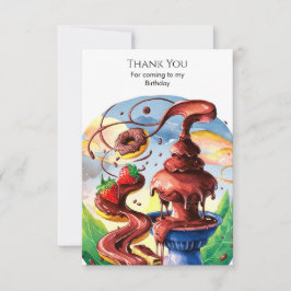 Cartão De Agradecimento Chocolate de Aniversário de Fonte de Aquarela Fofa