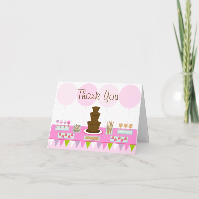 Cartão De Agradecimento Chocolate Fountain Party Thank You Card (Frente)