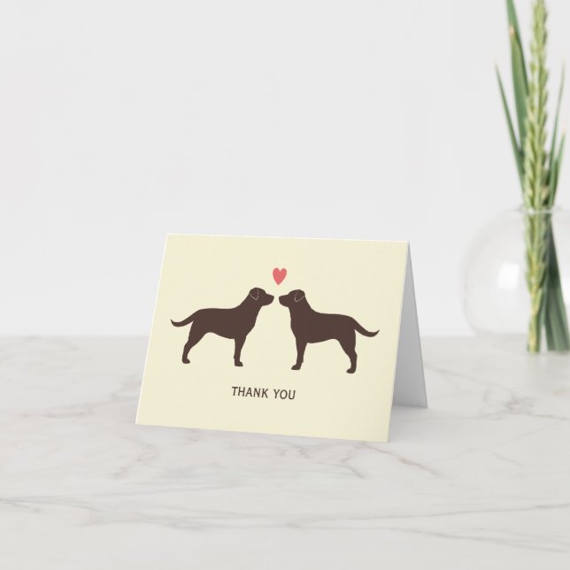 Cartão De Agradecimento Chocolate Labrador Retrievers Wedding Thank You (Frente)