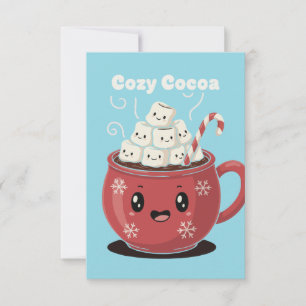 Cartão De Agradecimento Chocolate Quente Aconchegante Fofo Kawaii Natal