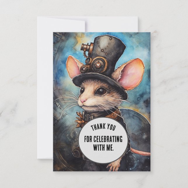 Cartão De Agradecimento Chompington Obrigado, Steampunk Animal Personaliza (Frente)