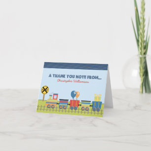 Cartão de Agradecimento Choo Choo Kids (azul)