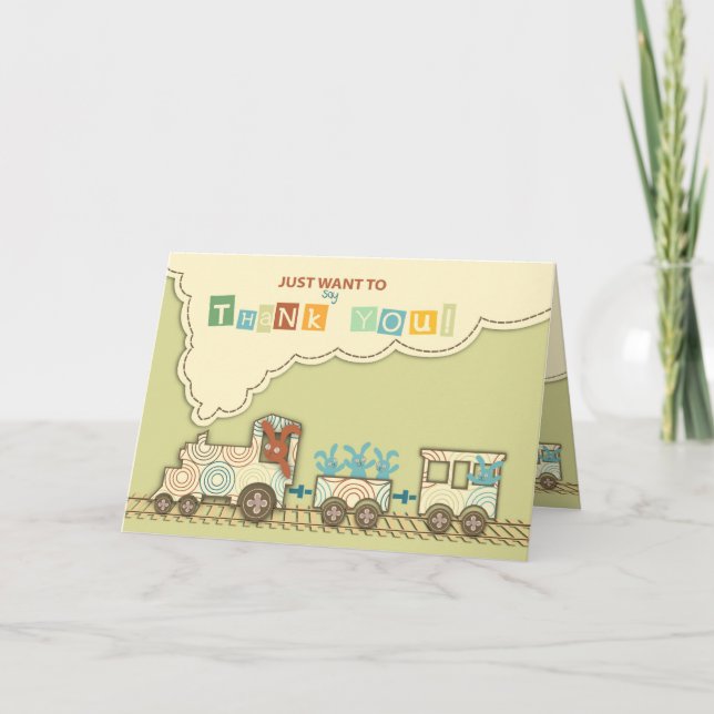 Cartão De Agradecimento Choo Choo Train Obrigado (Frente)