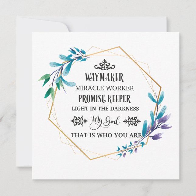 Cartão De Agradecimento Christian Blue Floral Wreath (Frente)