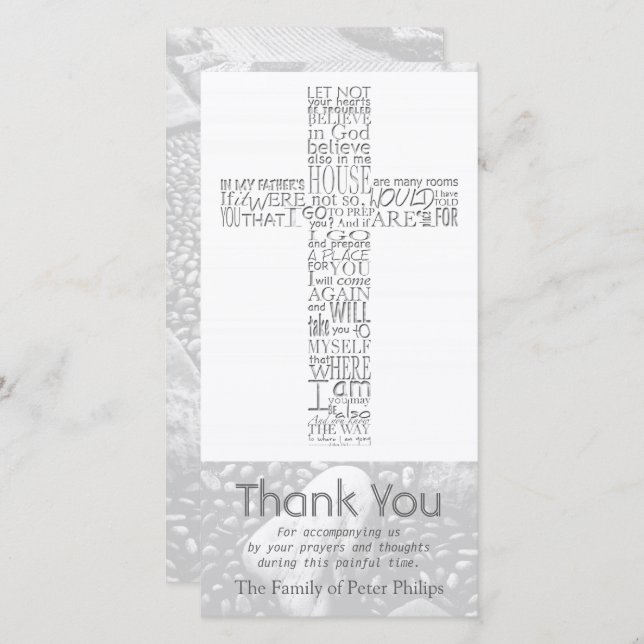 Cartão De Agradecimento Christian Cross John 14 Simpatia Obrigado 3 (Frente/Verso)