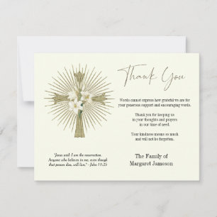 Cartão De Agradecimento Christian Cross Lily Condolence Simpatia Funeral