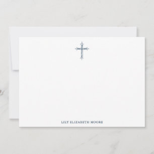 Cartão De Agradecimento Christian Cross Notecards com Nome Opcional