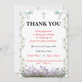 Cartão De Agradecimento Christian Wedding Thank You Card with Cross