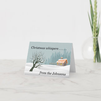 Cartão De Agradecimento Christmas Card with cabin in the snow