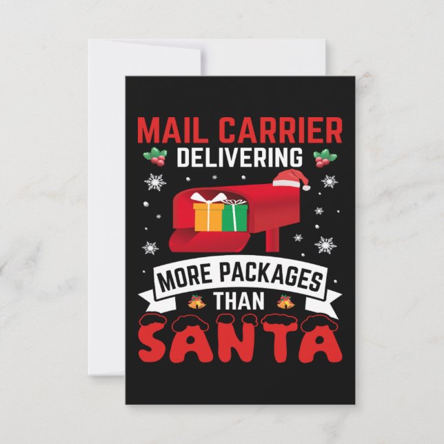 Cartão De Agradecimento Christmas Funny Holiday Mailman Saying Postman (Frente)