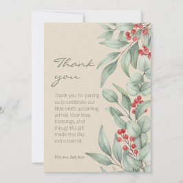 Cartão De Agradecimento Christmas Greenery Berry Winter Baby Shower